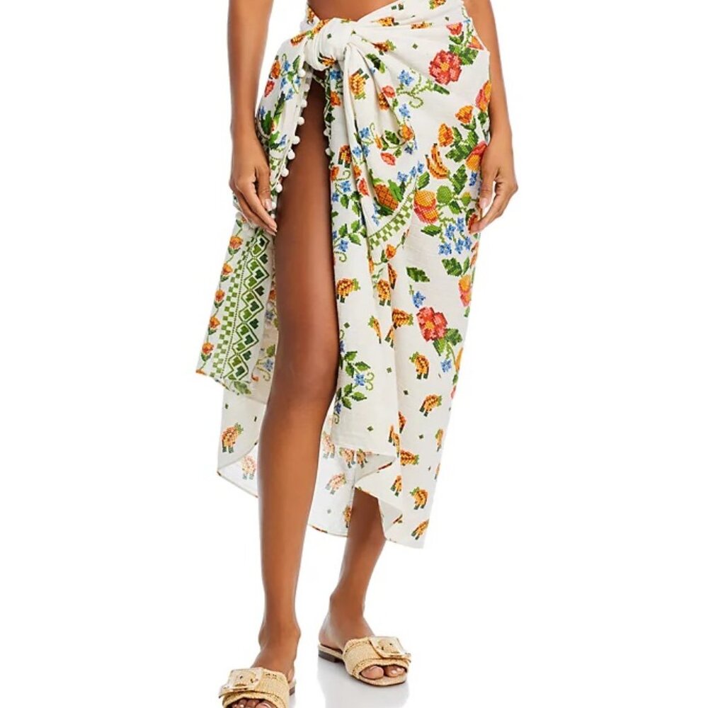 NWOT FARM Rio Sarong Needlepoint Print Fruits & Flowers Scarf